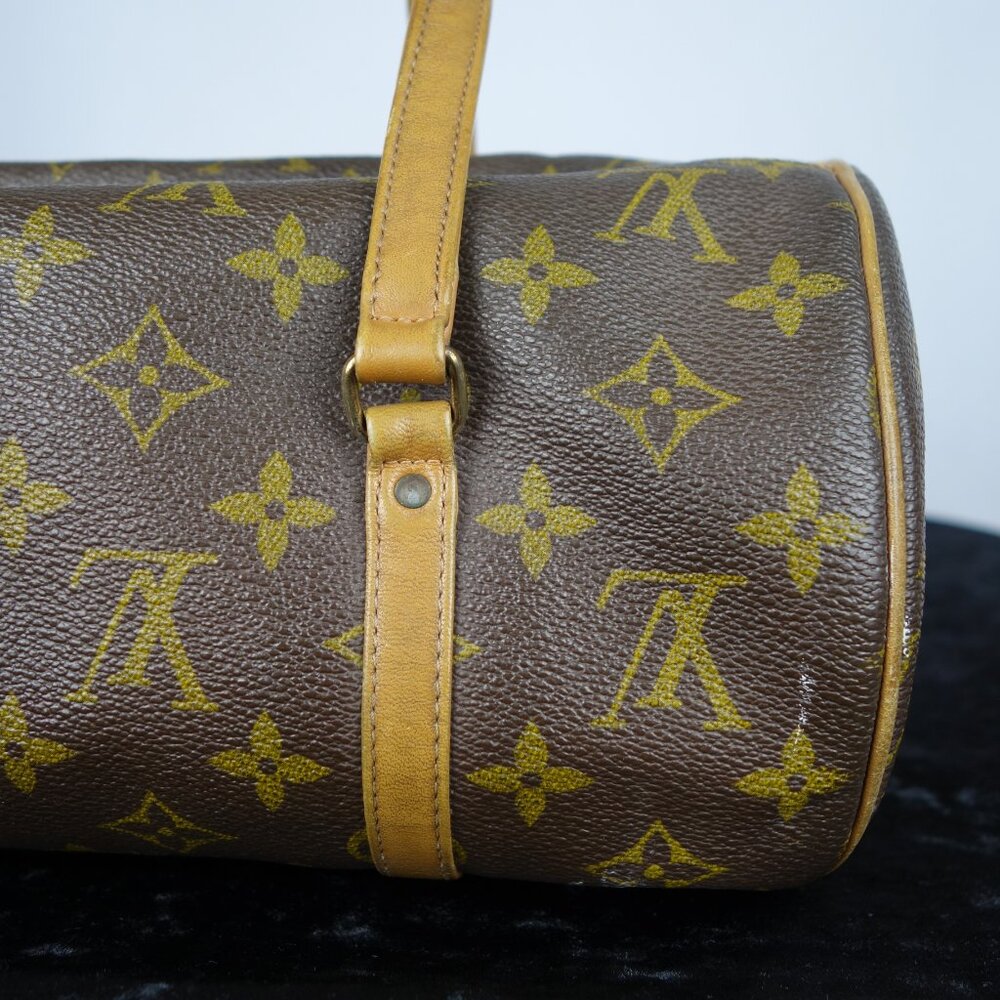 Vintage 1970's Louis Vuitton Monogram Papillon 30 Barrel Shape Handbag, Sz Small - Picture 10 of 16